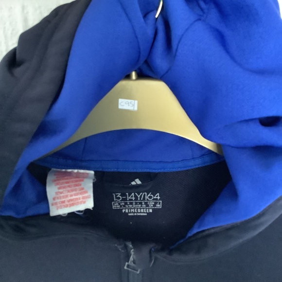Adidas Kids Full Zip Hoodie - Age 13-14 Years - Black & Blue - P2P 19โ - Picture 4 of 4